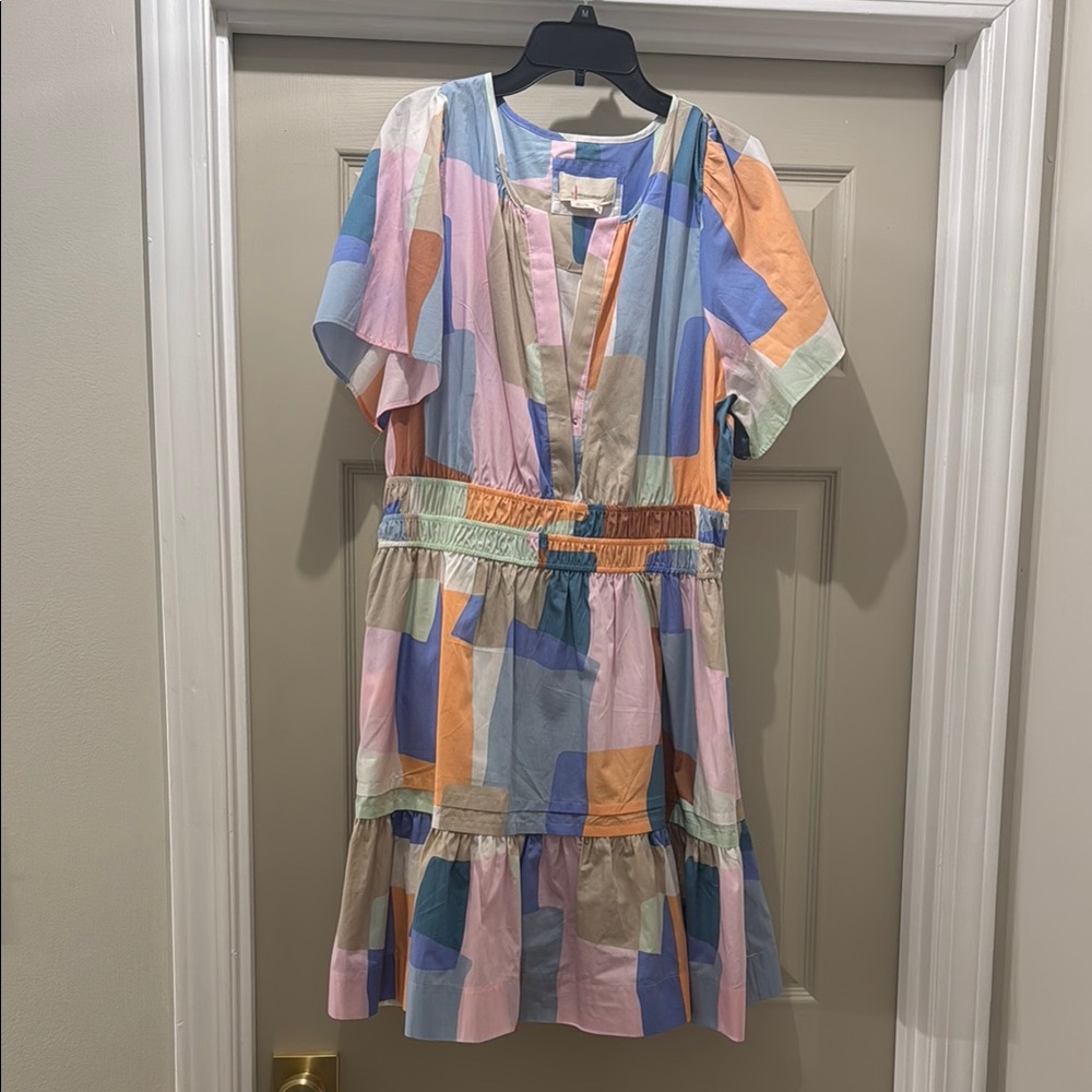 Anthropologie Pink and Blue Ruffled Sundress